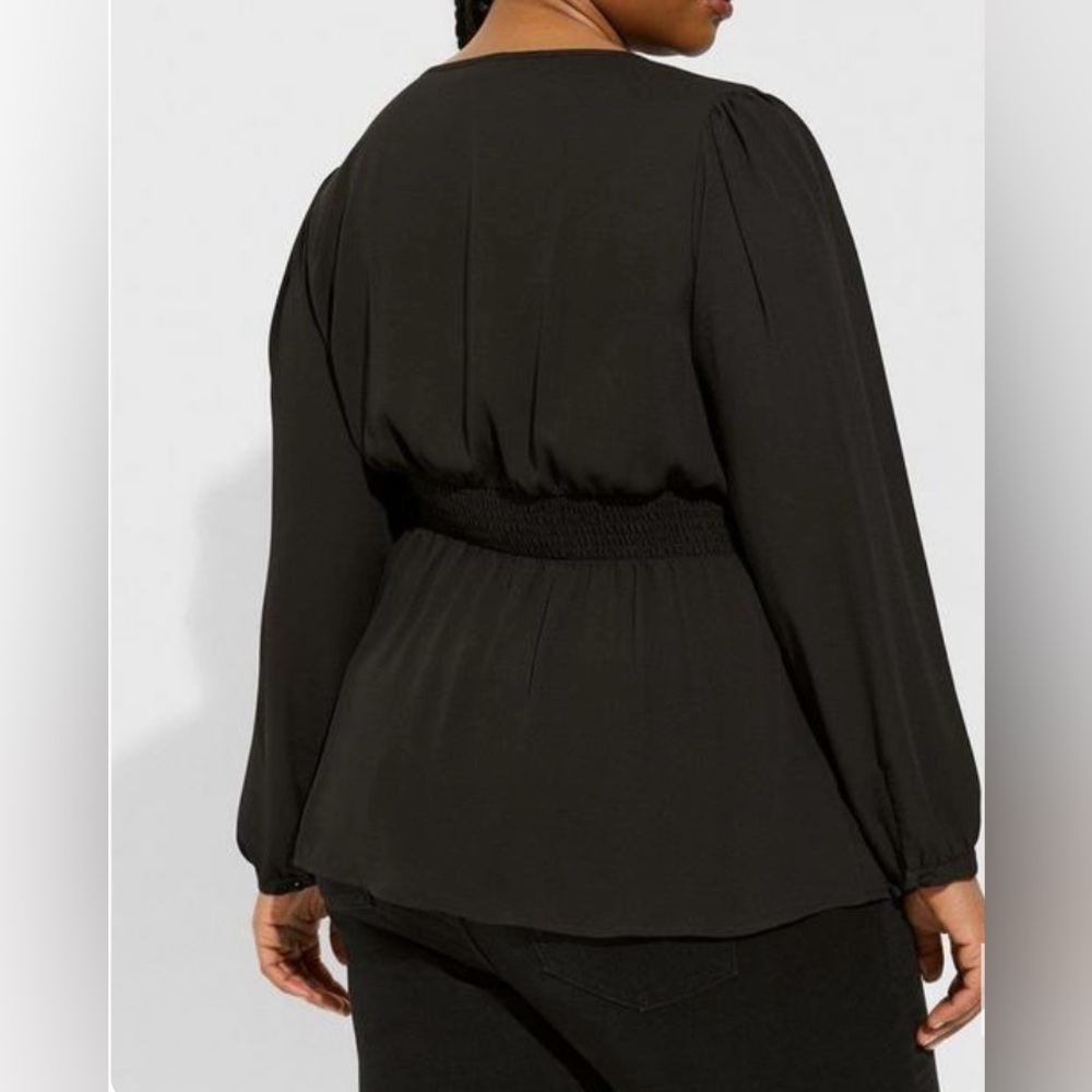 Torrid Babydoll Georgette Pintuck Long Sleeve Blouse Size 0 ( Large ) - Picture 5 of 5